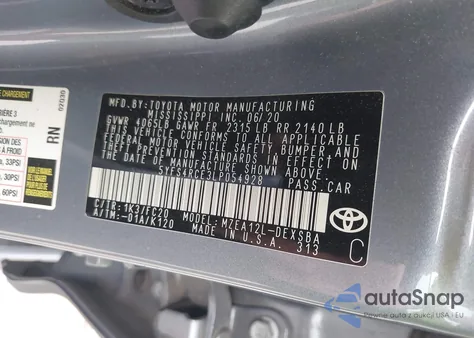 2020 Toyota Corolla Se from USA, damaged, VIN 5YFS4RCE3LP054928